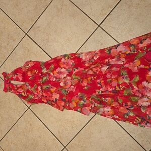 Adrianna Papell Red Floral Maxi Dress